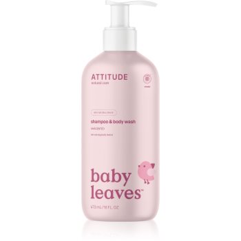 Attitude Baby Leaves Unscented 2 in 1 gel de dus si sampon pentru copii