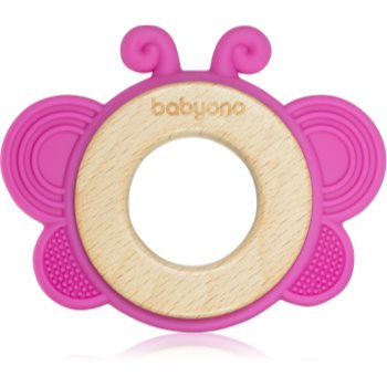 BabyOno Wooden & Silicone Teether jucărie pentru dentiție