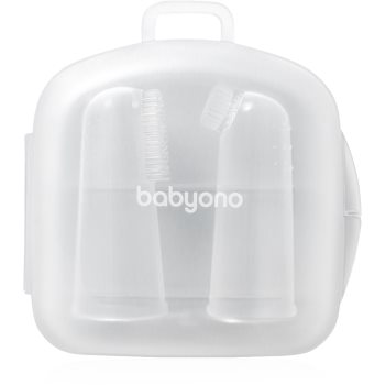 BabyOno Silicone Toothbrush periuta de dinti pentru deget pentru copii cu sac