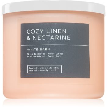 Bath & body works cozy linen & nectarine lumânare parfumată