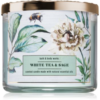 Bath & Body Works White Tea & Sage lumânare parfumată cu uleiuri esentiale Bath imagine noua