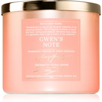 Bath & Body Works Gwen\'s Note lumânare parfumată