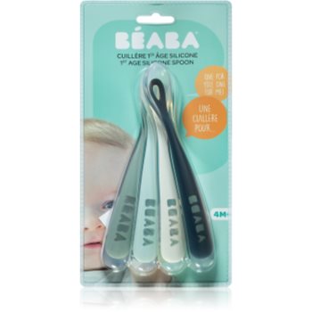 Beaba Silicone Spoon Set of 4 ergonomic silicone spoons linguriță Beaba imagine noua