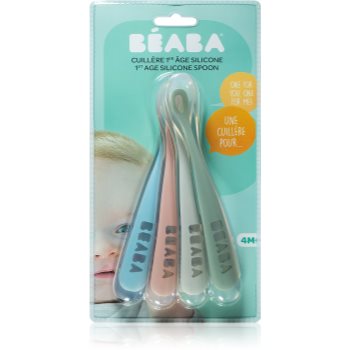Beaba Silicone Spoon Set of 4 ergonomic silicone spoons linguriță Beaba imagine noua