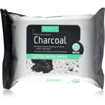 Beauty Formulas Charcoal servetele demachiante cu cărbune activ
