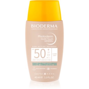 Bioderma Photoderm Nude Touch fluid tonifiant de protecție pentru piele mixtă și grasă SPF 50+