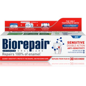 Biorepair Advanced Senitivity pasta de dinti pentru dinti sensibili pentru a proteja dintii si gingiile