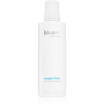 Blue M Oxygen for Health Oxygen Fluid produs pentru tratament local pentru afte și răni superficiale în cavitatea bucală Blue M