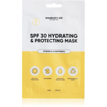  Masti pentru fata, breakout + aid SPF 30 Hydrating & Protecting Mask mască textilă hidratantă cu vitamina E - Sellmag.ro