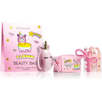 BrushArt KIDS set Llama beauty bag pink (pentru copii)