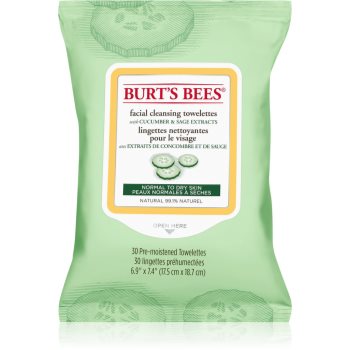Burt’s Bees Cucumber & Sage Servetele demachiante pentru ten normal spre uscat Burt’s Bees