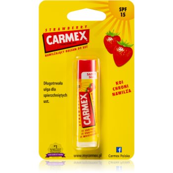 Carmex Strawberry balsam pentru buze cu efect hidratant SPF 15 Carmex