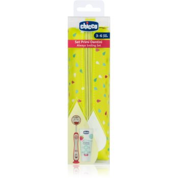 Chicco Always Smiling Set 3y+ set pentru îngrijirea dentară cu sac Hippo
