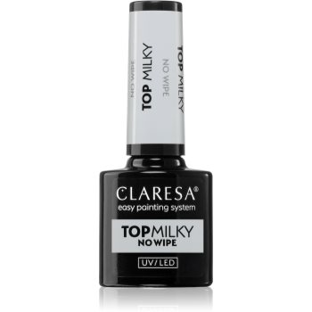 Claresa UV/LED Top Milky No Wipe lac gel de unghii pentru acoperirea superioară