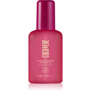 Coco & Eve Sunny Honey Tan Boosting Anti-Aging Body Oil SPF 50 ulei protector pentru accelerarea bronzului piele anti-imbatranire