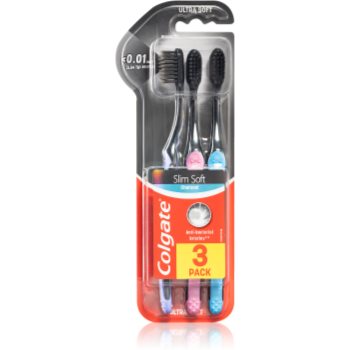 Colgate slim soft active periuțe de dinți moi cu cărbune activ