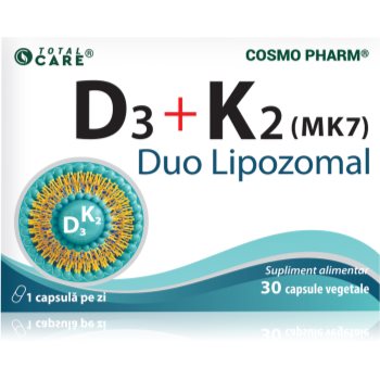 Cosmo Pharm D3 + K2 (MK-7) Duo lipozomal capsule pentru imunitate, sănătatea sistemului osos și activitate musculară