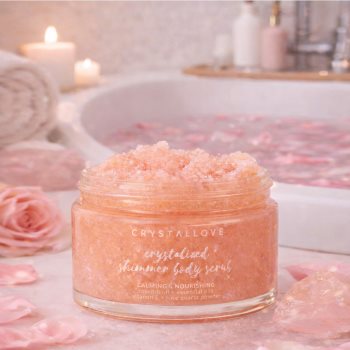 Crystallove Rose Quartz Shimmer Body Scrub exfoliant pentru corp - Sellmag.ro