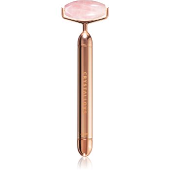 Crystallove Vibrating Roller Rose Quartz accesoriu de masaj facial