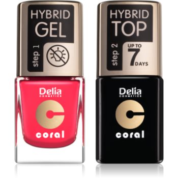 Delia cosmetics coral nail enamel hybrid gel set odstín 03 pentru femei