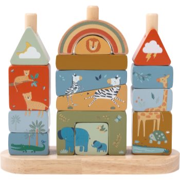 2Kids Toys Shape-Fitting Blocks Safari cuburi din lemn