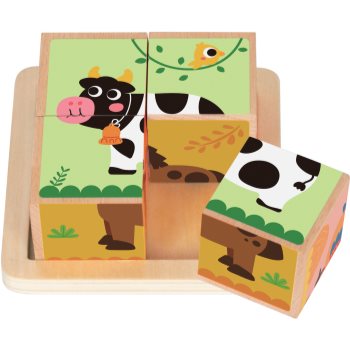 2Kids Toys Wooden Blocks Farm 2 cuburi din lemn