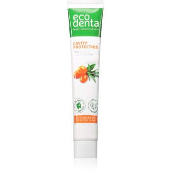 Ecodenta Cavity Protection pastă de dinți împotriva tartrului cu efect răcoritor conține cătină