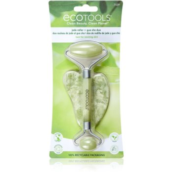 EcoTools Jade Roller & Gua Sha rulou de masaj facial și accesoriu de masaj EcoTools