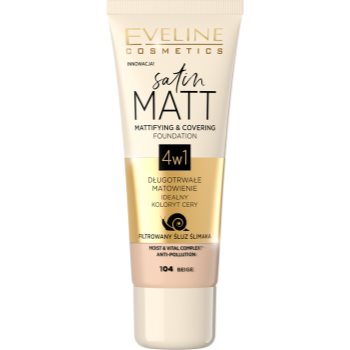 Eveline Cosmetics Satin Matt machiaj cu efect matifiant extract de melc Eveline Cosmetics