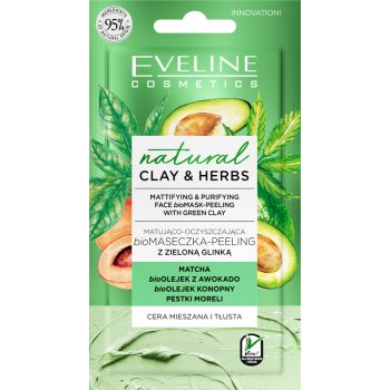 Eveline cosmetics natural clay & herbs masca facială pentru curatarea tenului