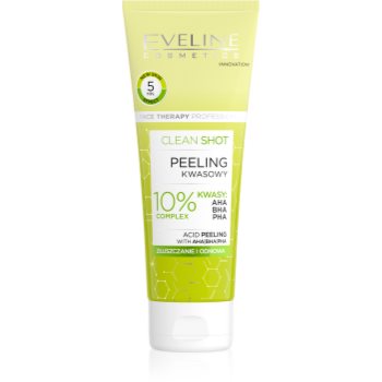 Eveline Cosmetics Clean Shot 10% Complex of AHA, BHA and PHA crema delicata pentru exfoliere impotriva imperfectiunilor pielii