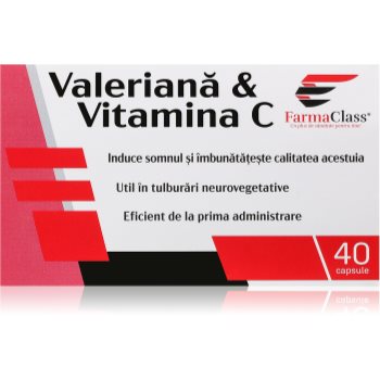 FarmaClass Industry Valeriana & vitamina C capsule pentru atenuarea tulburărilor de somn și a tensiunii nervoase