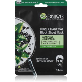 Garnier Skin Naturals Pure Charcoal mască textilă neagră, cu extract din ceai negru Garnier imagine noua