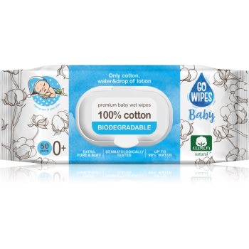 GoWipes Baby 100% Cotton Biodegradable servetele delicate pentru copii pentru piele sensibila