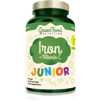 GreenFood Nutrition Junior Iron+Vitamin C capsule pentru producția normală de celule roșii și hemoglobină în sânge Mama și copilul, GreenFood Nutrition Junior Iron+Vitamin C capsule pentru producția normală de celule roșii și hemoglobină în sânge - Sellmag.ro