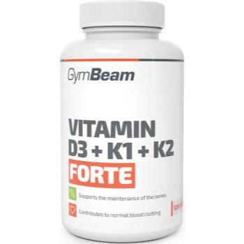 GymBeam Vitamin D3 + K1 + K2 Forte capsule în sprijinul sistemului imunitar