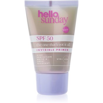hello sunday the one that´s got it all strat de baza protector sub make-up SPF 50 ACCESORII