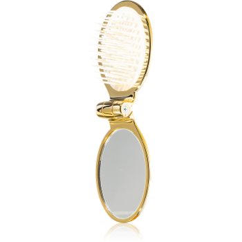 Janeke Gold Line Golden Folding Hair-Brush with Mirror pieptene de păr cu oglinda mica