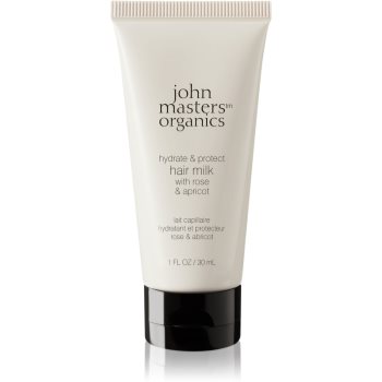 John Masters Organics Hair Milk Rose & Apricot loțiune hidratantă pentru păr cu apă de trandafiri