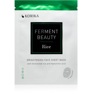 KORIKA FermentBeauty Brightening Face Sheet Mask with Fermented Rice and Hyaluronic Acid mască facială de pânză cu efect iluminator, cu orez fermentat și acid hialuronic