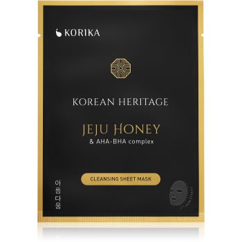 KORIKA Korean Heritage Jeju Honey & AHA-BHA Complex Cleansing Sheet Mask mască cu efect de curățare