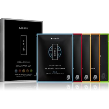 KORIKA Korean Heritage Sheet Mask Set set de măști faciale 5 pc