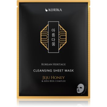 KORIKA Korean Heritage Jeju Honey & AHA-BHA Complex Cleansing Sheet Mask mască cu efect de curățare