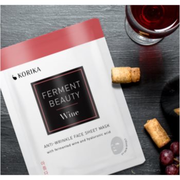 KORIKA FermentBeauty Anti-wrinkle Face Sheet Mask with Fermented Wine and Hyaluronic Acid mască facială de pânză cu efect anti-rid, cu vin fermentat și acid hialuronic - 1 | YEO