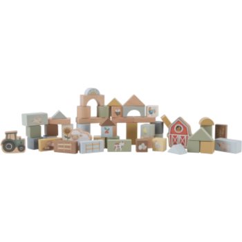 Little Dutch Little Farm Building Blocks cuburi din lemn