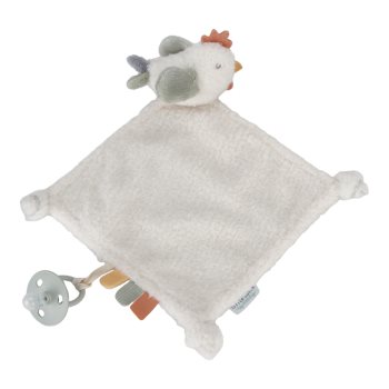Little Dutch Little Farm Cuddle Cloth Chicken pătură mini cu animal de pluș cu clips