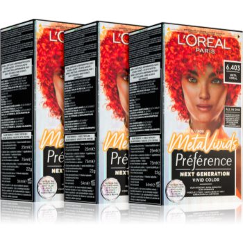 L’Oréal Paris Préférence Meta Vivids vopsea de par semi-permanenta culoare 6.403 Meta Coral