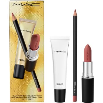 MAC Cosmetics Holiday Claim To Fame Lip Trio set cadou de buze culoare Velvet Teddy