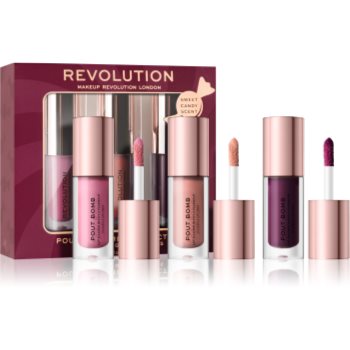 Makeup revolution pout bomb set cu luciu de buze (cu vitamina e)