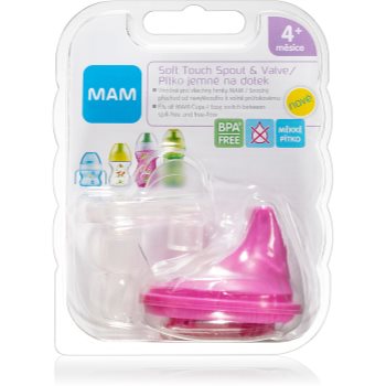 Mam baby bottles soft touch spout & valve set pink 4m+ (pentru copii)